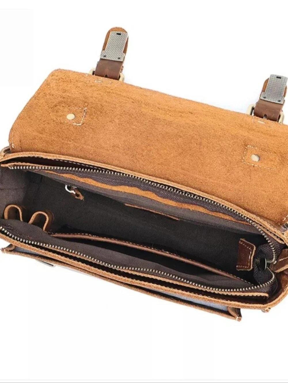 NWOT Men's Hand Crafted Leather Brown Satchel Small Messenger Bag